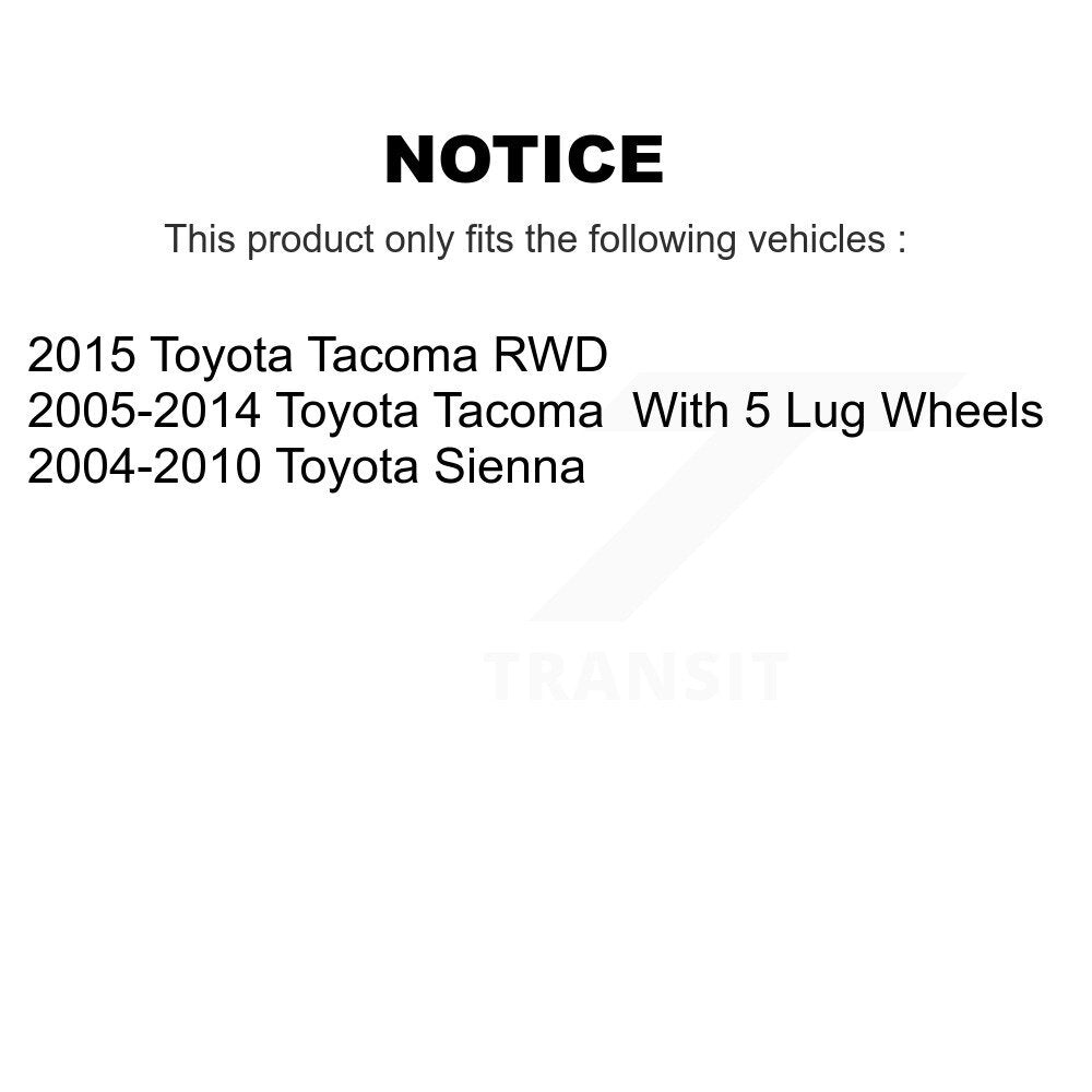 Brake Drums Rear Pair For Toyota Tacoma Sienna