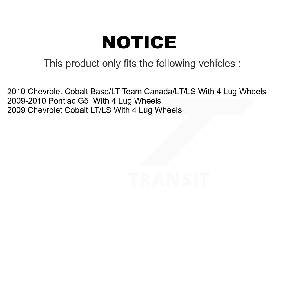 Brake Drums Rear Pair For Chevrolet Cobalt Pontiac G5 With 4 Lug Wheels