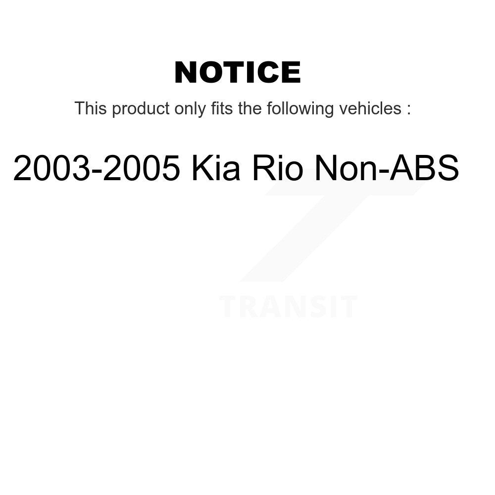 Brake Drums Rear Pair For 2003-2005 Kia Rio Non-ABS