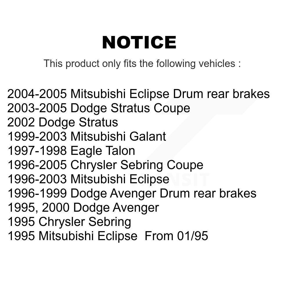 Drums Rear Pair For Chrysler Sebring Mitsubishi Eclipse Galant Eagle Talon Dodge