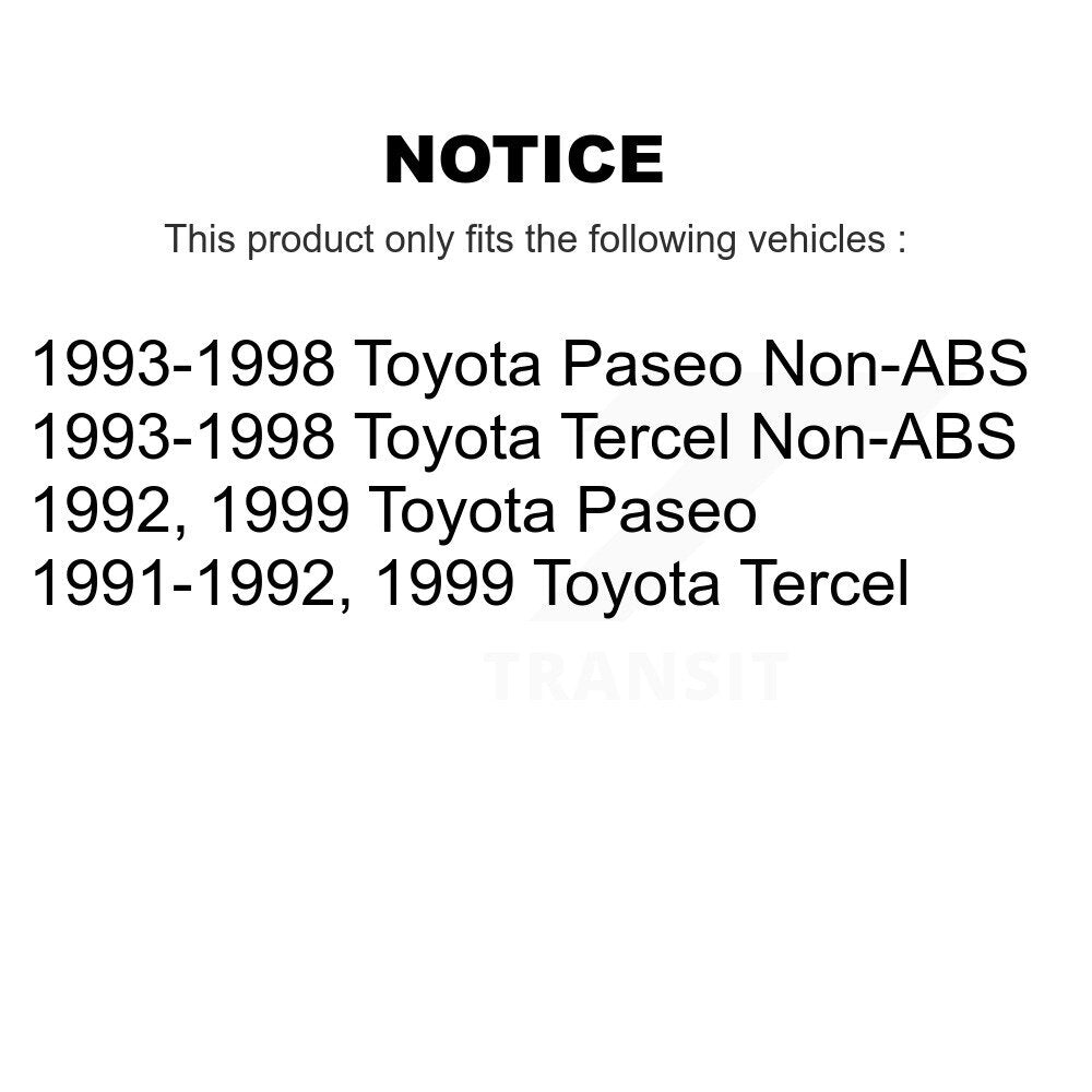 Brake Drums Rear Pair For Toyota Tercel Paseo