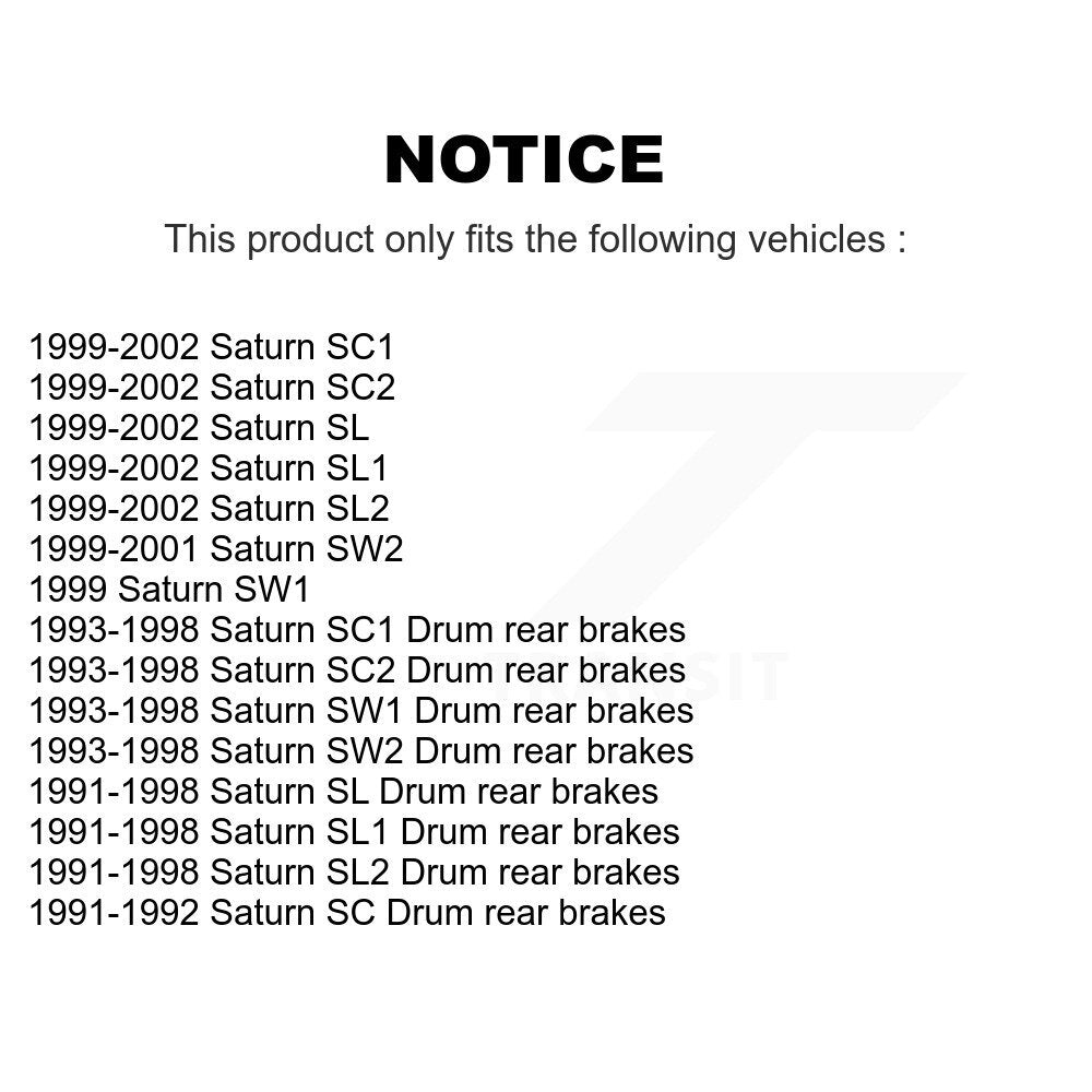 Brake Drums Rear Pair For Saturn SL1 SC1 SL2 SC2 SL SW2 SW1 SC
