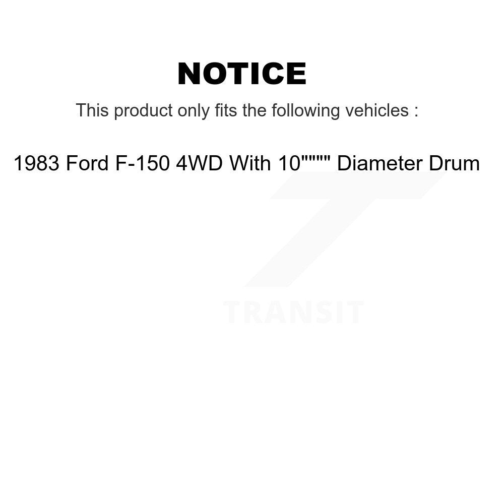 Brake Rotors Drums Front Rear Kit For 1983 Ford F-150 4WD With 10" Diameter Drum