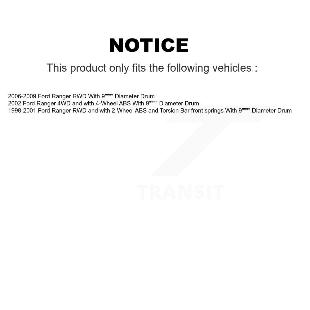 Disc Brake Rotors Drums Kit Front Rear For Ford Ranger With 9" Diameter Drum