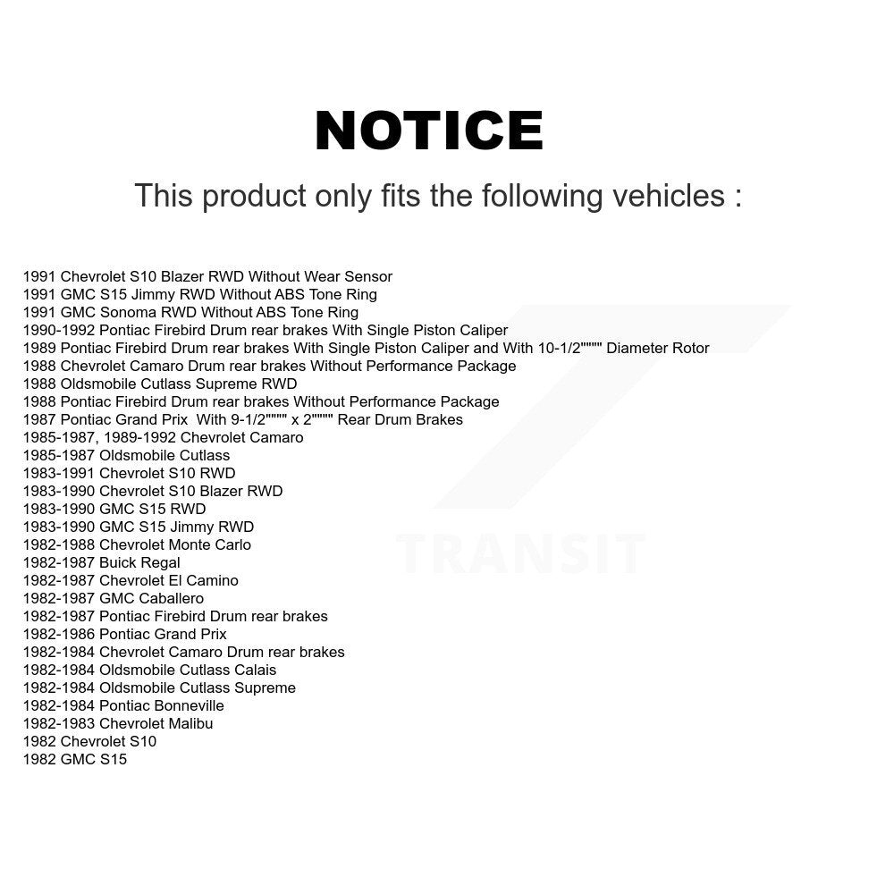 Brake Rotors Drum Front Rear Kit For Chevrolet Camaro Pontiac Firebird Monte S10