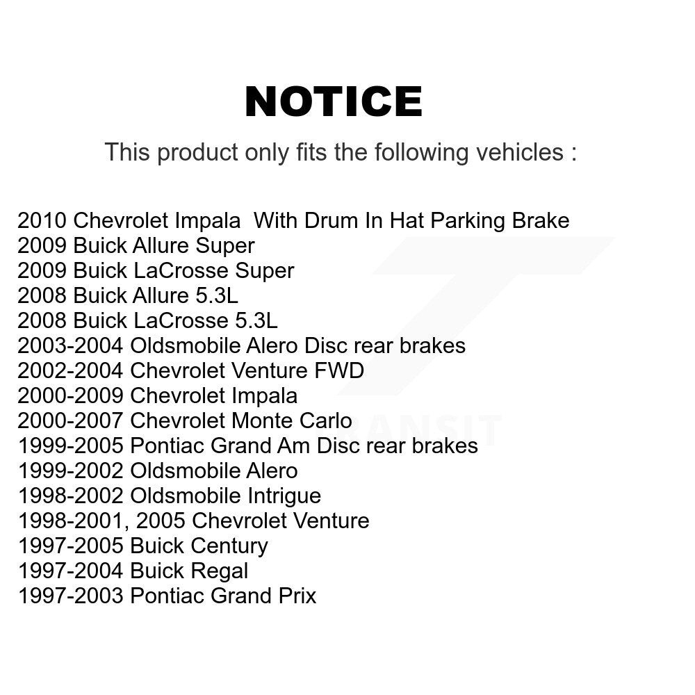 Brake Rotor And Ceramic Pad Rear Kit For Chevrolet Impala Buick Pontiac Grand Am