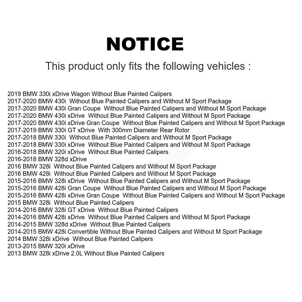 Brake Rotor & Semi-Metallic Pad Rear Kit For BMW 328i xDrive 330i 320i 428i 328d