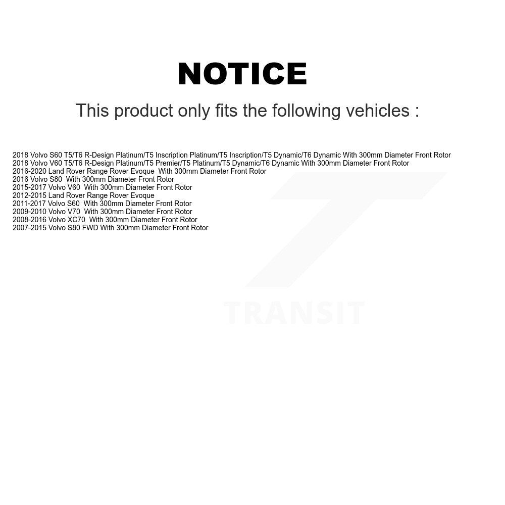 Brake Rotor & Semi-Metallic Pad Front Kit For Volvo Land Rover Range Evoque XC70