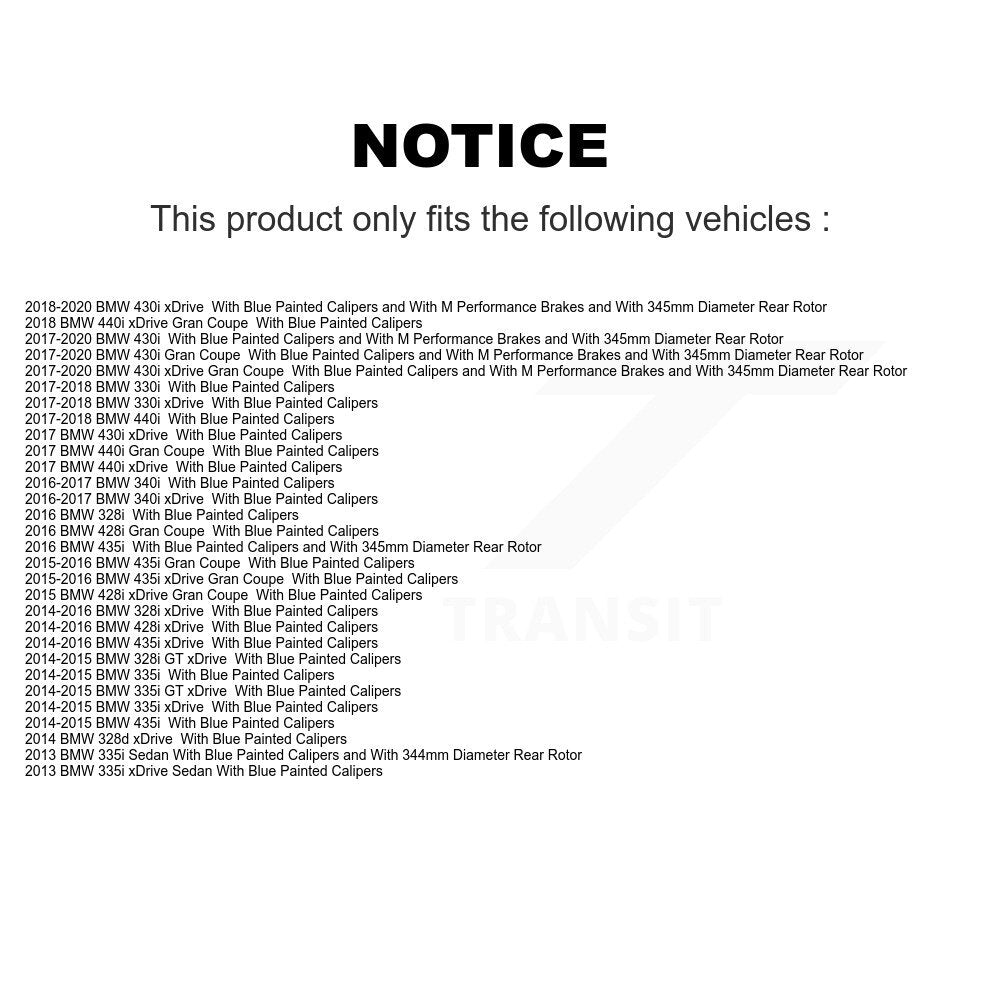 Brake Rotor & Semi-Metallic Pad Rear Kit For BMW 328i xDrive 330i 335i 428i 435i