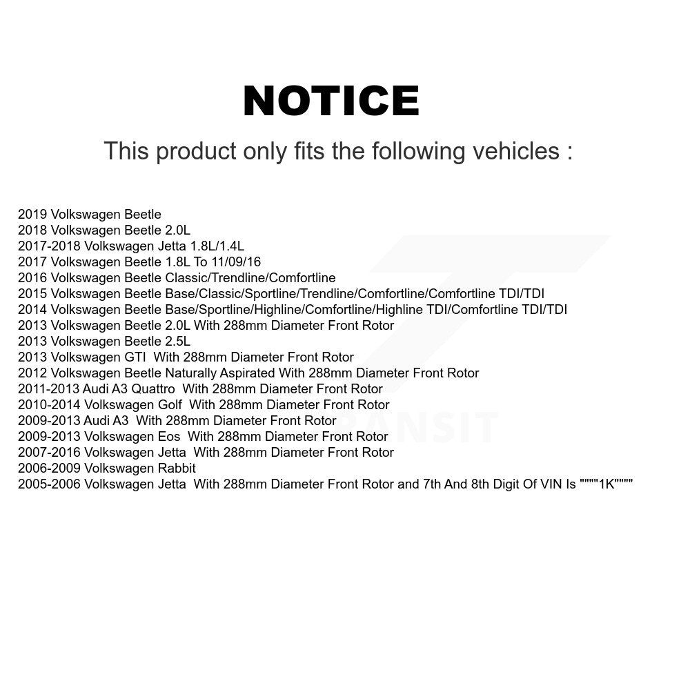 Brake Rotor & Ceramic Pad Front Kit For Volkswagen Jetta Golf Beetle Rabbit Audi