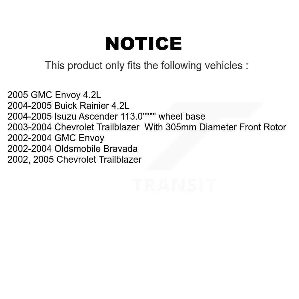 Brake Rotor Ceramic Pad Front Kit For GMC Envoy Chevrolet Trailblazer Oldsmobile