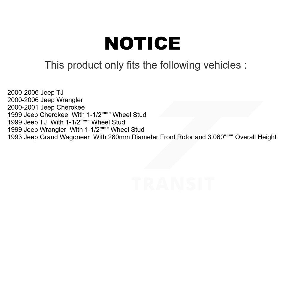 Brake Rotor & Ceramic Pad Front Kit For Jeep Wrangler Cherokee Grand Wagoneer TJ
