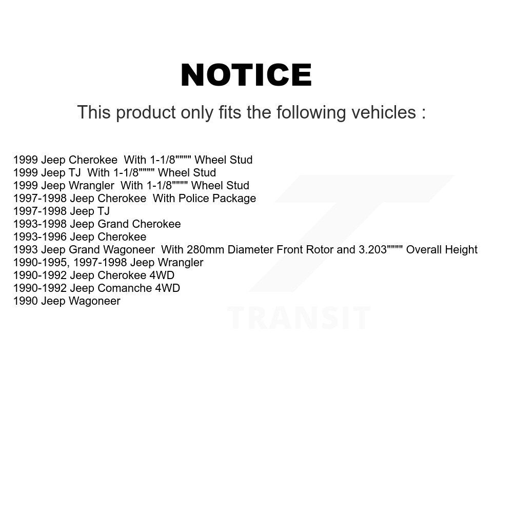 Brake Rotor & Ceramic Pad Front Kit For Jeep Wrangler Cherokee Grand Comanche TJ