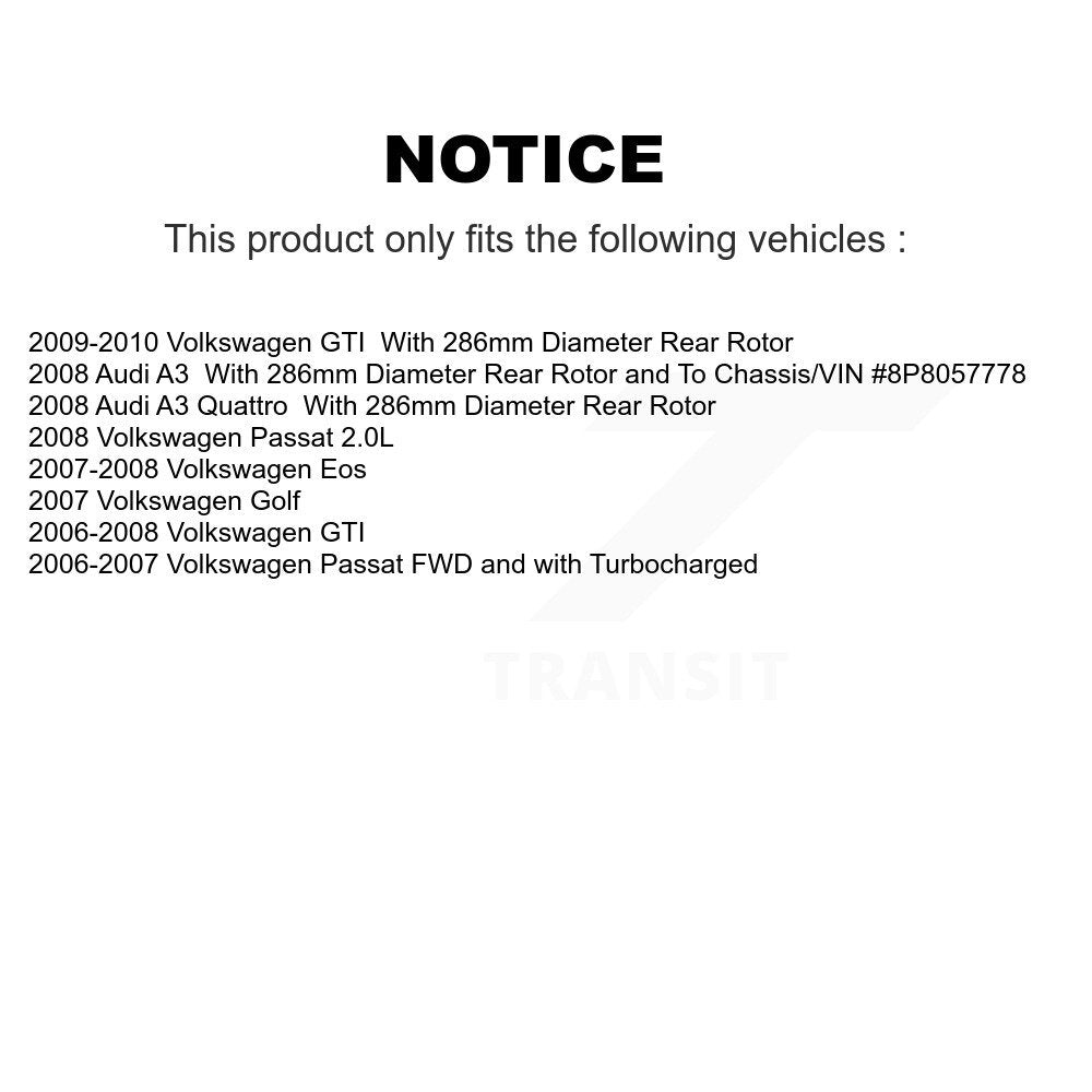 Brake Rotor And Ceramic Pad Front Rear Kit For Volkswagen GTI Passat Eos Audi A3