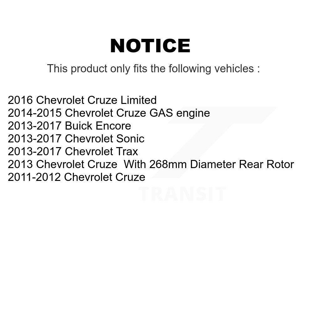 Brake Rotor And Ceramic Pad Rear Kit For Chevrolet Cruze Trax Buick Encore Sonic