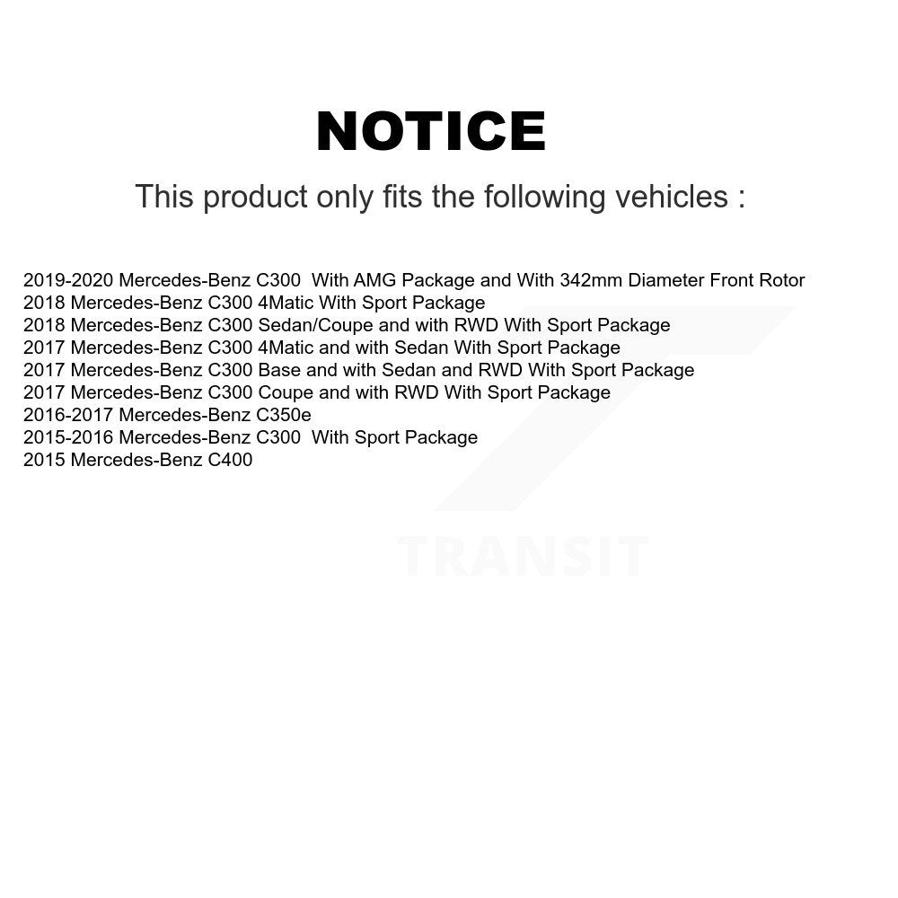 Disc Brake Rotors And Ceramic Pads Front Kit For Mercedes-Benz C300 C400 C350e