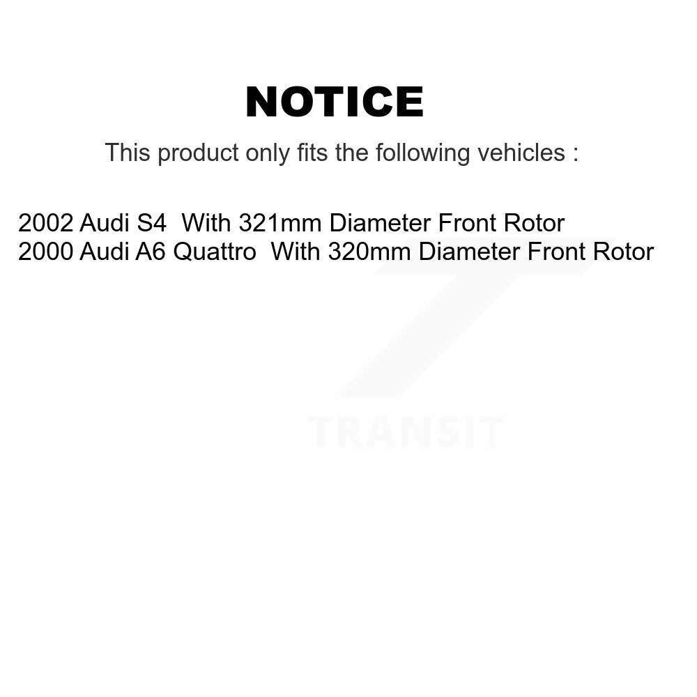 Disc Brake Rotors And Semi-Metallic Pads Front Kit For Audi A6 Quattro S4
