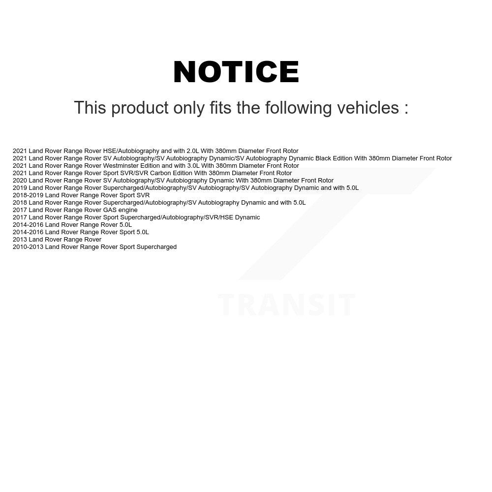 Disc Brake Rotors And Semi-Metallic Pads Front Kit For Land Rover Range Sport