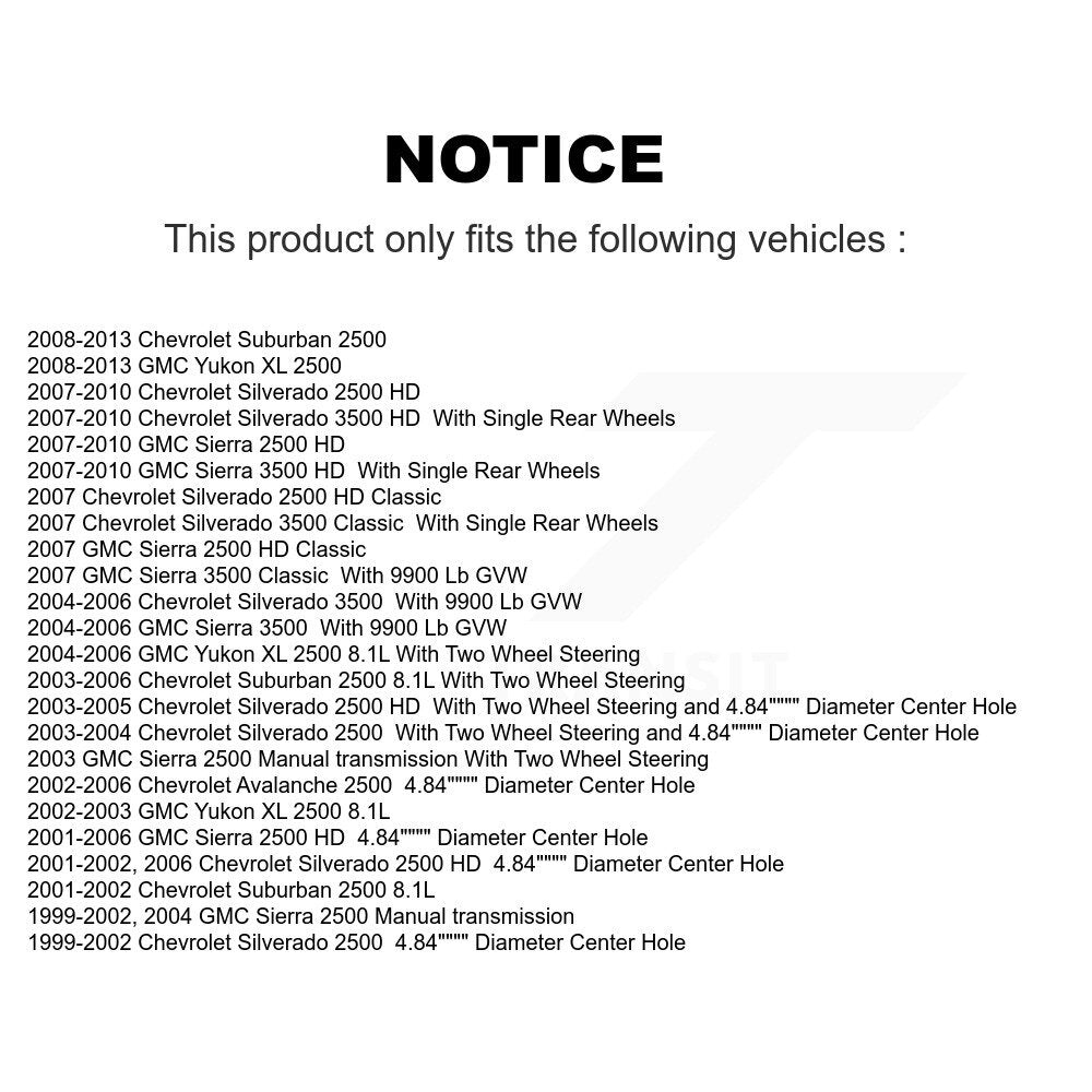 Brake Rotor Semi-Metallic Pad Front Rear Kit For Chevrolet GMC Sierra 2500 HD XL