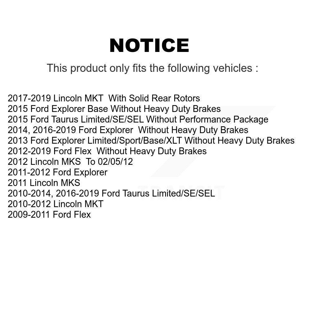 Brake Rotor & Semi-Metallic Pad Front Rear Kit For Ford Explorer Flex Taurus MKT