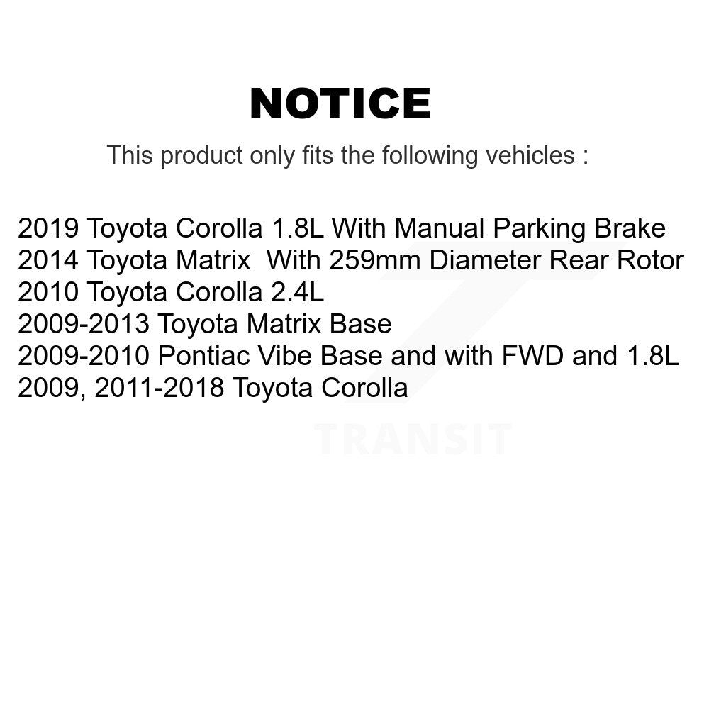 Brake Rotor & Semi-Metallic Pad Front Rear Kit For Toyota Corolla Matrix Pontiac