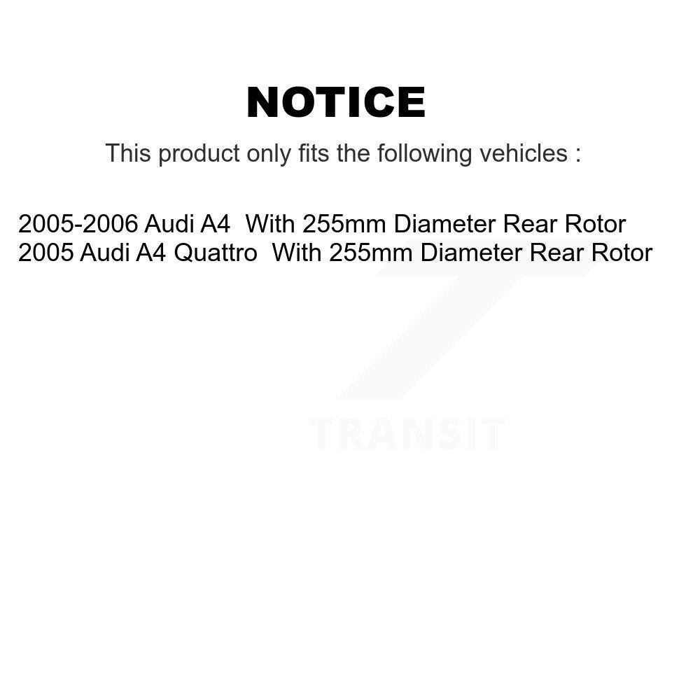 Disc Brake Rotors And Semi-Metallic Pads Rear Kit For Audi A4