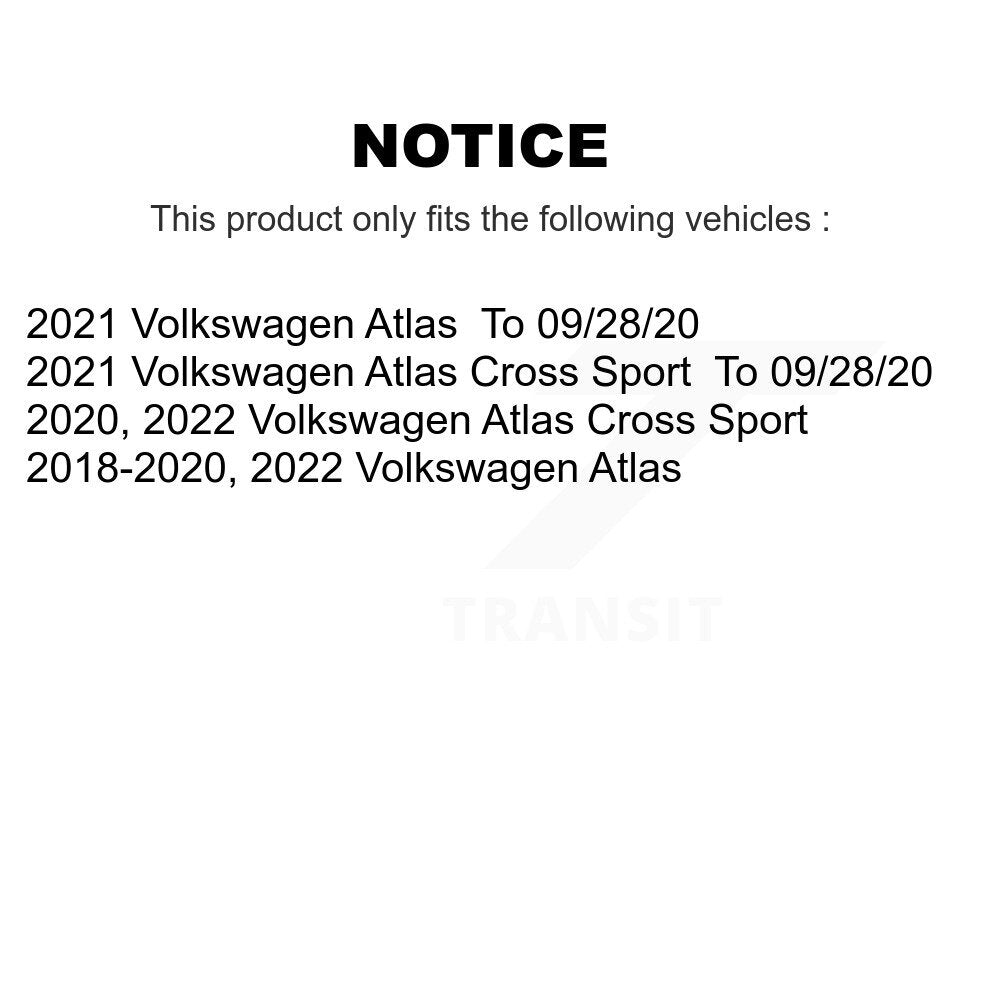 Brake Rotors & Semi-Metallic Pad Front Rear Kit For Volkswagen Atlas Cross Sport