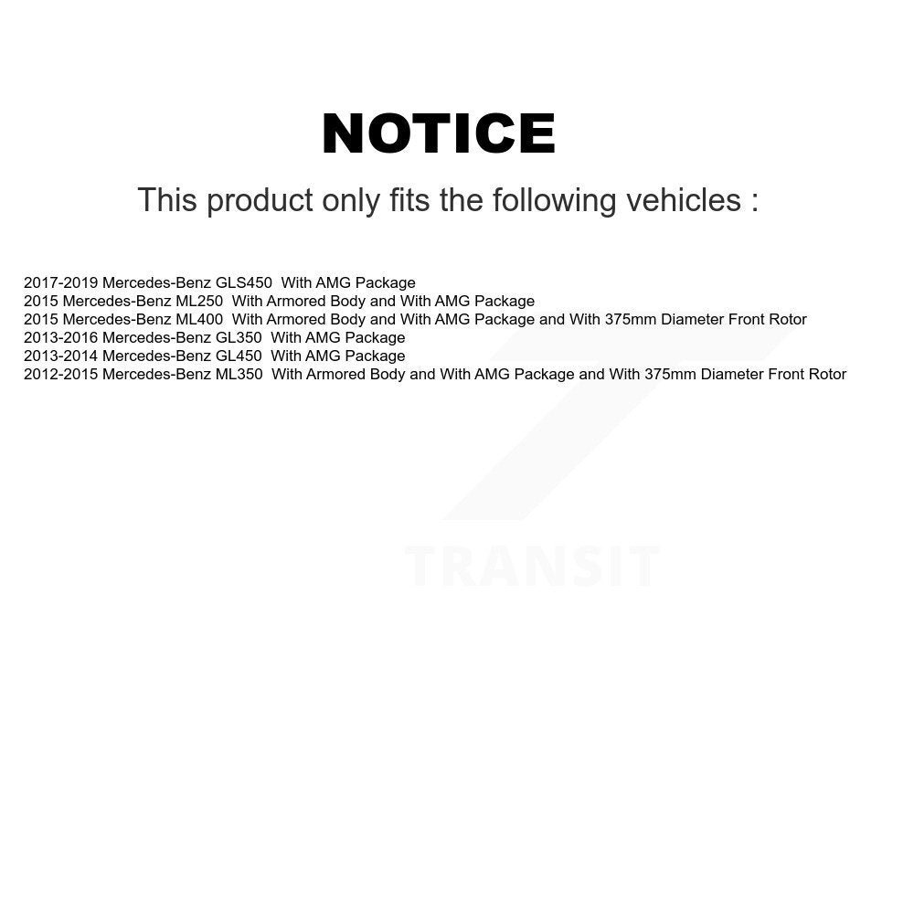 Brake Rotor And Semi-Metallic Pad Front Kit For Mercedes-Benz ML350 GL350 GLS450