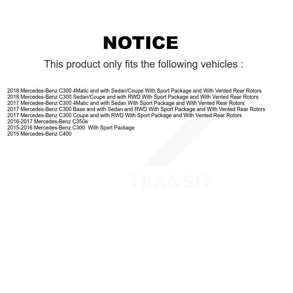 Brake Rotor & Semi-Metallic Pad Front Rear Kit For Mercedes-Benz C300 C400 C350e
