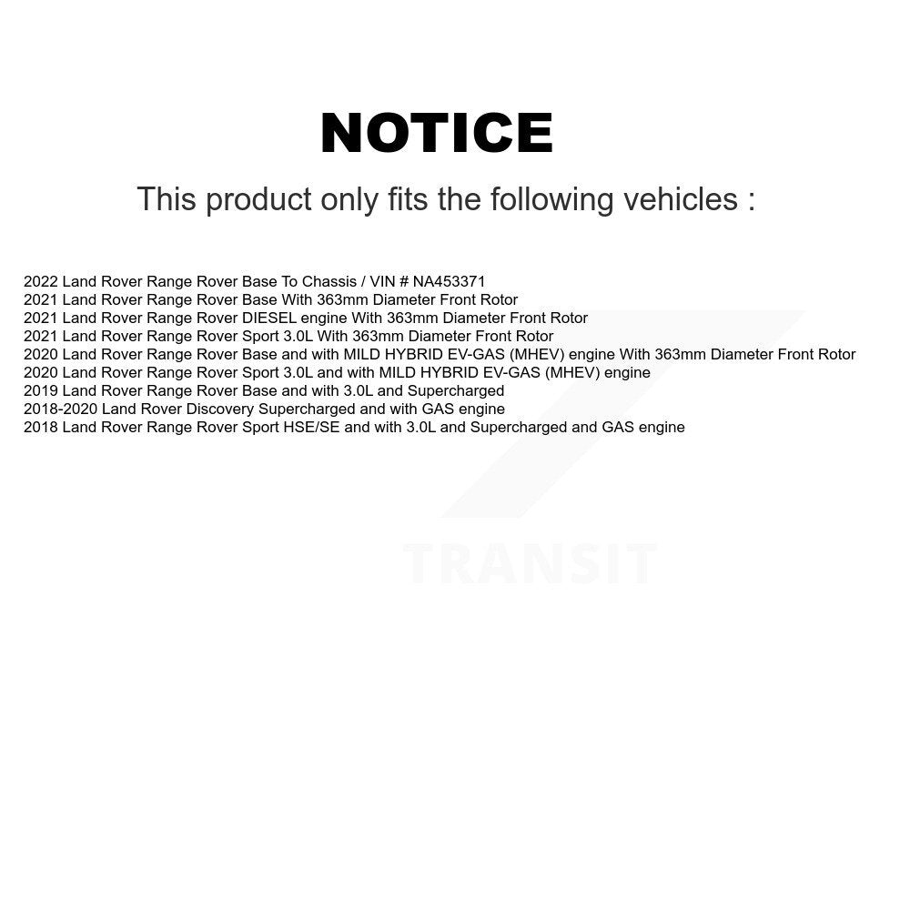 Brake Rotor And Semi-Metallic Pad Front Kit For Land Rover Range Sport Discovery