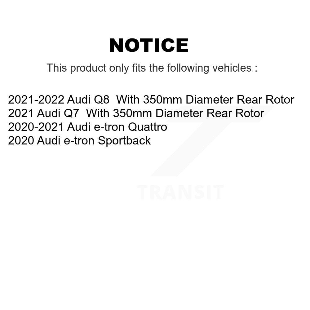Brake Rotor & Semi-Metallic Pad Rear Kit For Audi Q7 Q8 e-tron Quattro Sportback