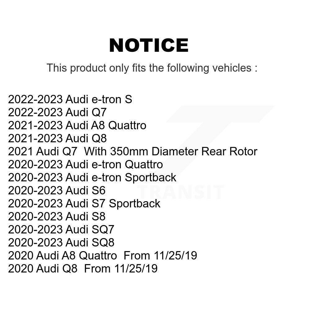 Brake Rotors Semi-Metallic Pad Rear Kit For Audi Q7 Q8 e-tron Quattro SQ8 SQ7 S6