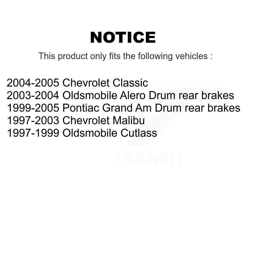 Brake Drum Shoes Rear Kit For Pontiac Grand Am Chevrolet Malibu Oldsmobile Alero