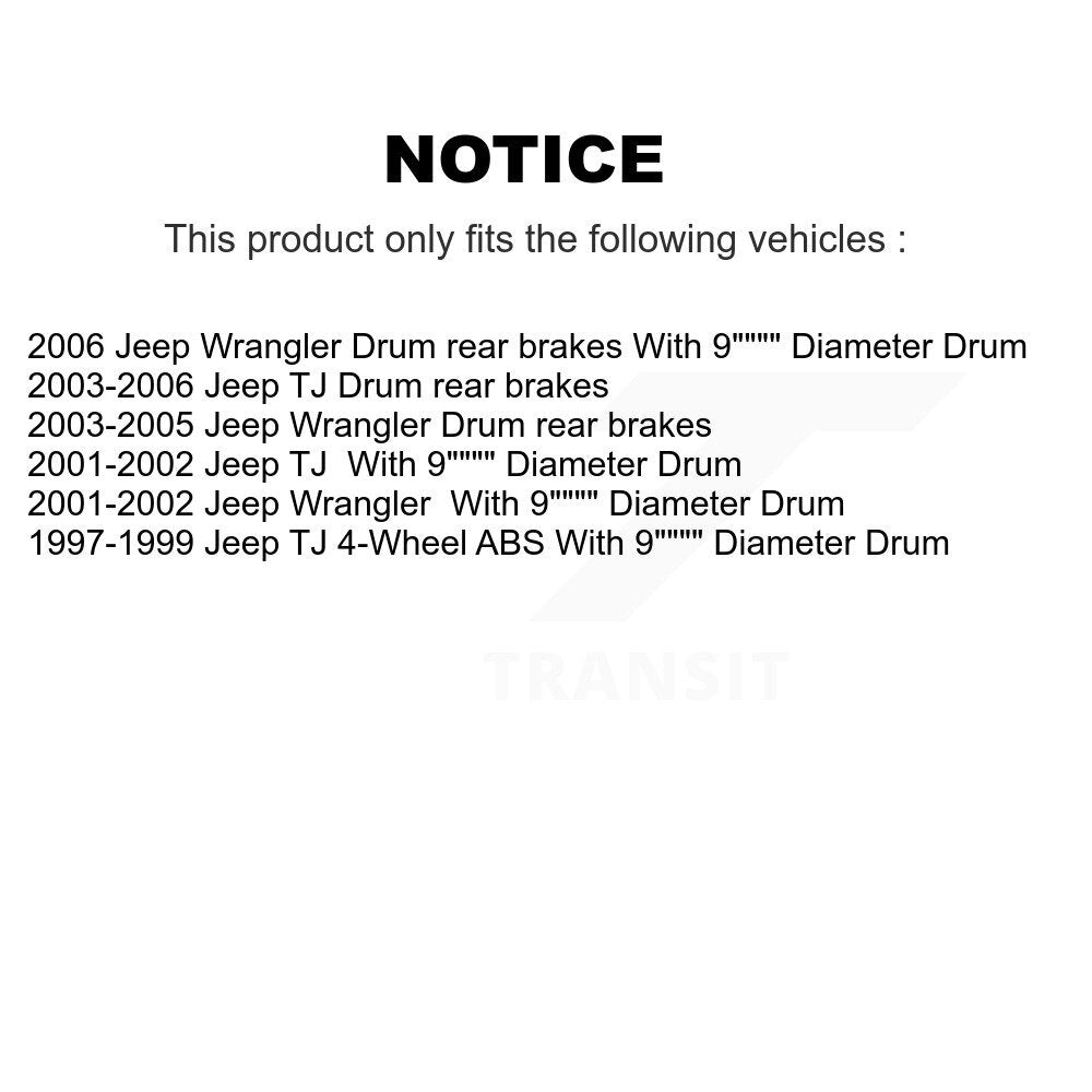 Brake Drum Shoes Spring And Cylinders Rear Kit For Jeep Wrangler TJ
