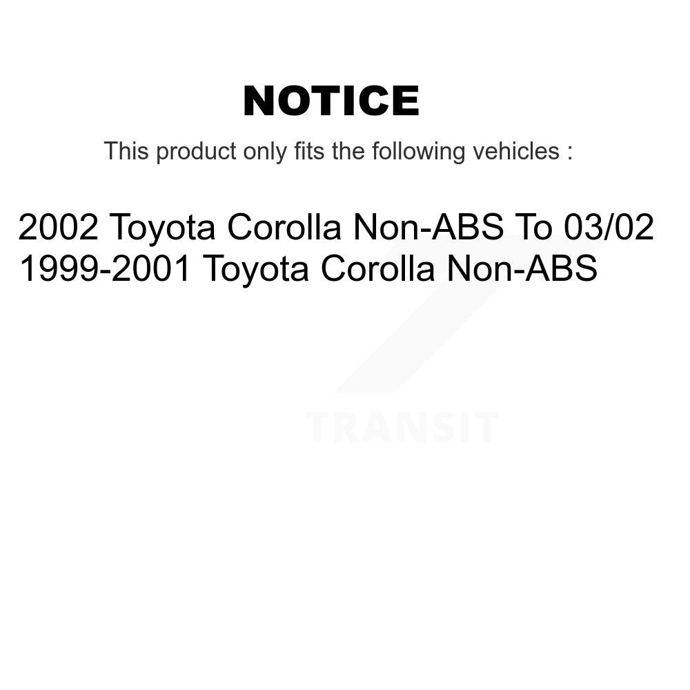 Brake Drum Shoes Spring And Cylinders Rear Kit (6Pc) For Toyota Corolla Non-ABS