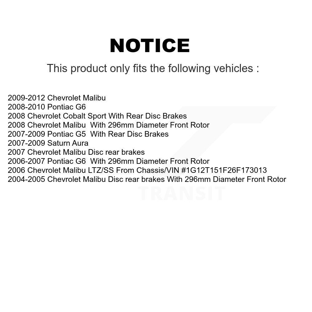 Brake Rotor & Semi-Metallic Pad Front Kit For Chevrolet Malibu Pontiac G6 Cobalt