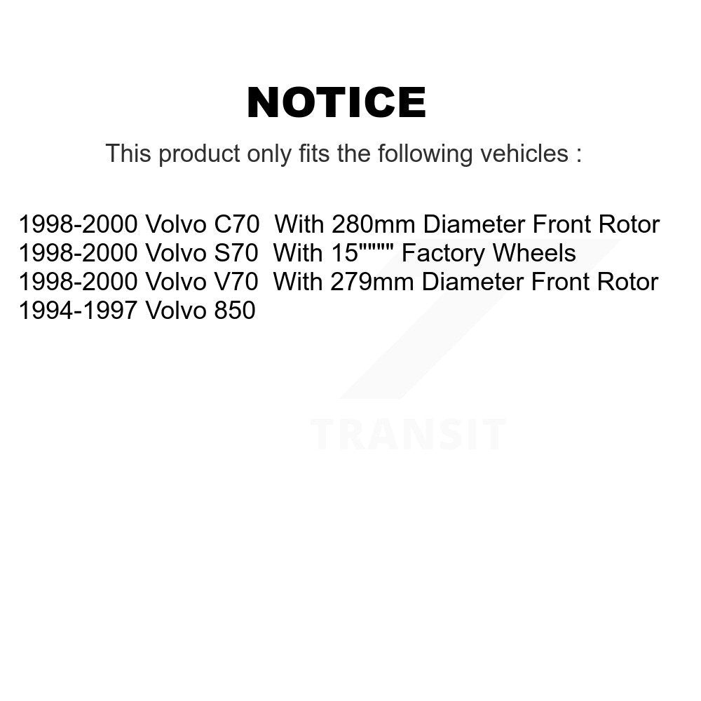 Disc Brake Rotors And Semi-Metallic Pads Front Kit For Volvo S70 850 V70 C70