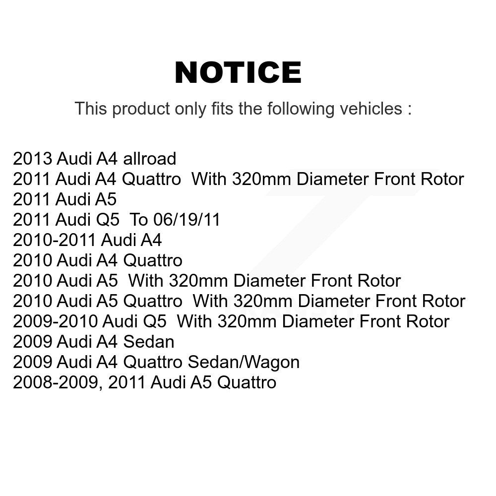 Disc Brake Rotor & Semi-Metallic Pad Front Kit For Audi A4 Quattro Q5 A5 allroad