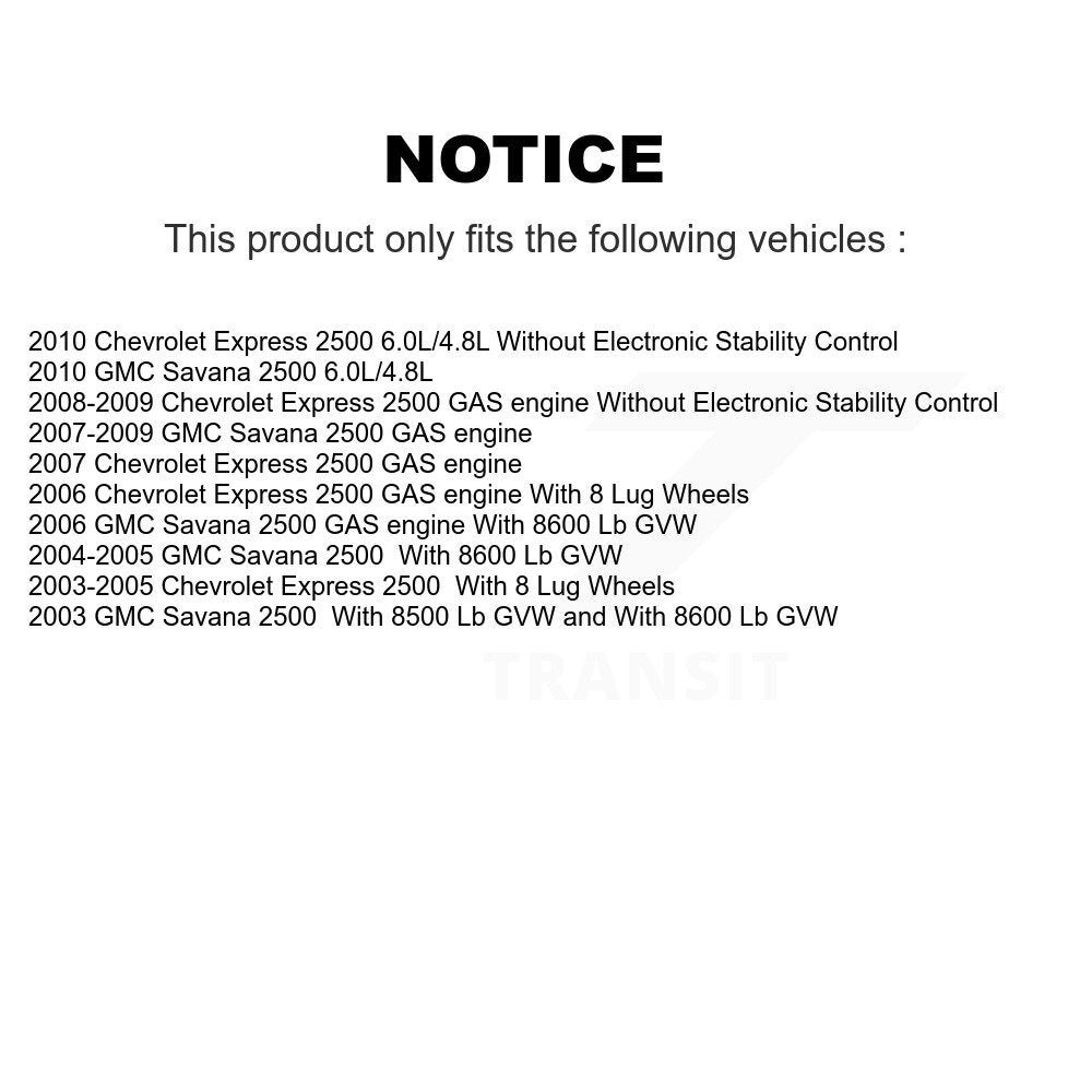 Disc Brake Rotor Semi-Metallic Pad Front Rear Kit For Chevrolet Express 2500 GMC