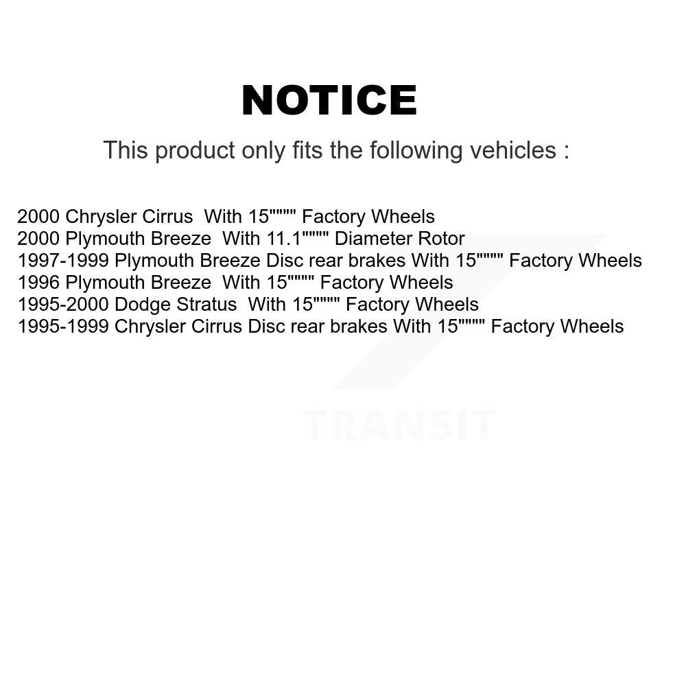 Brake Rotor & Semi-Metallic Pad Front Rear Kit For Chrysler Cirrus Dodge Stratus