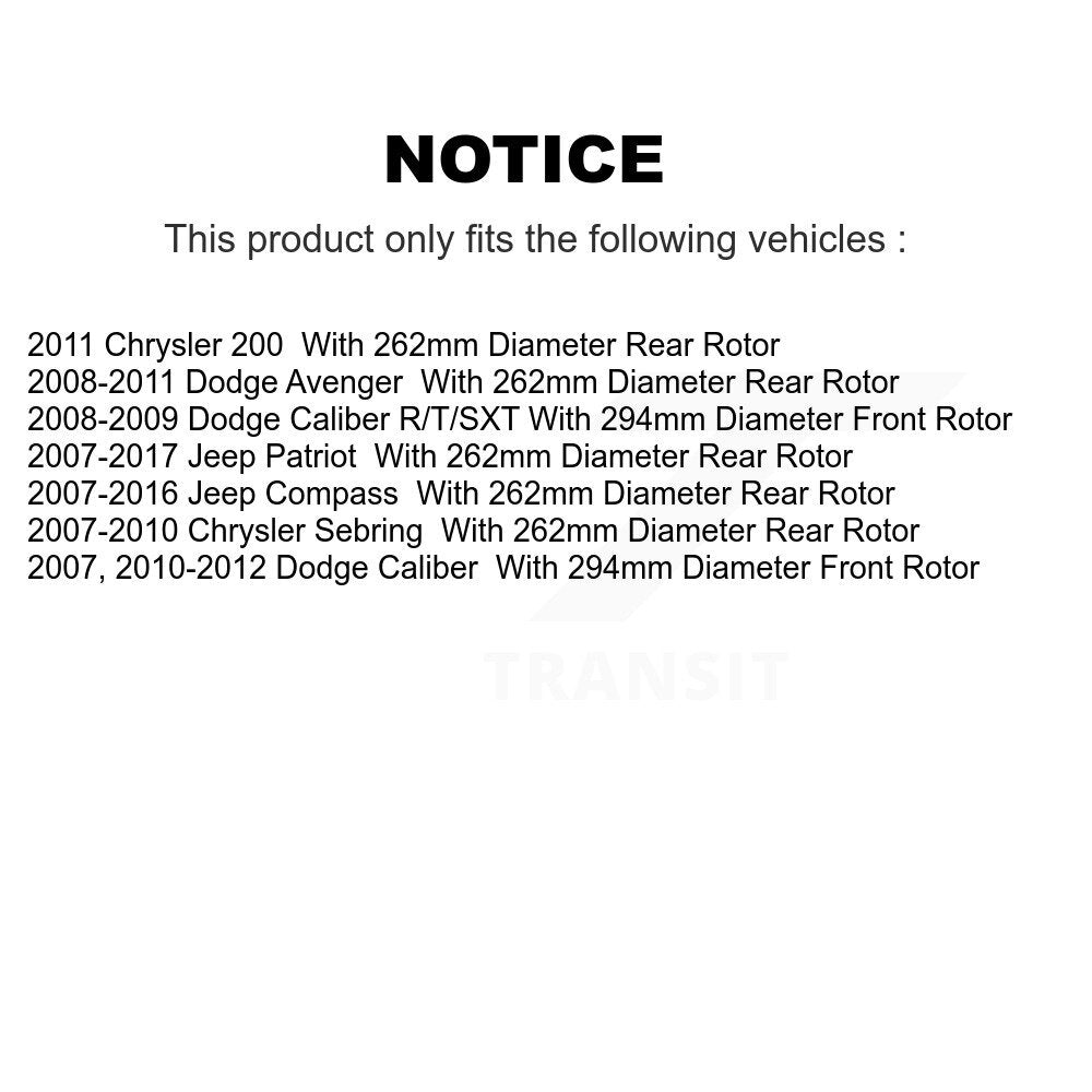 Brake Rotors Semi-Metallic Pad Front Rear Kit For Jeep Patriot Compass Dodge 200
