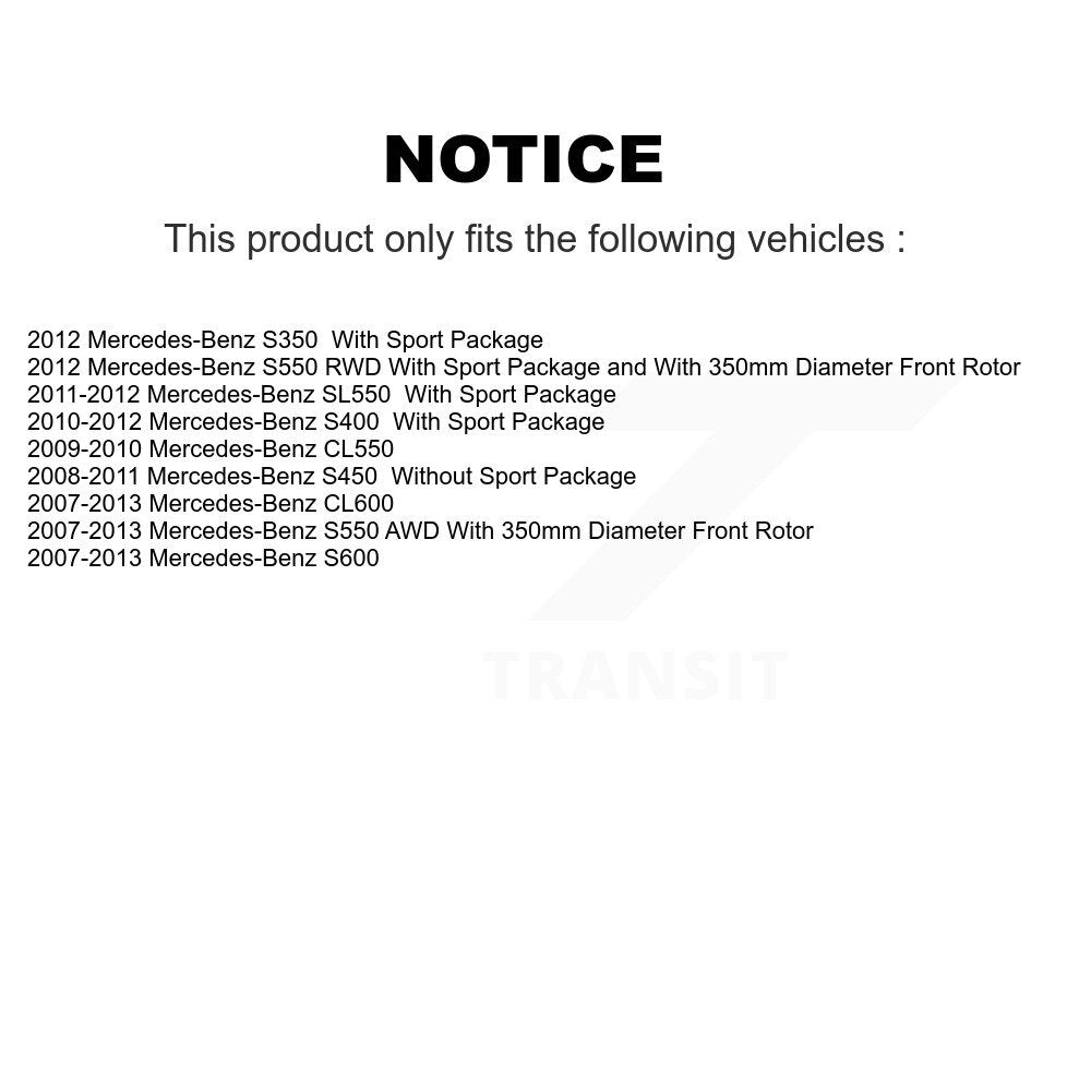 Brake Rotor & Semi-Metallic Pad Front Rear Kit For Mercedes-Benz S550 S450 SL550