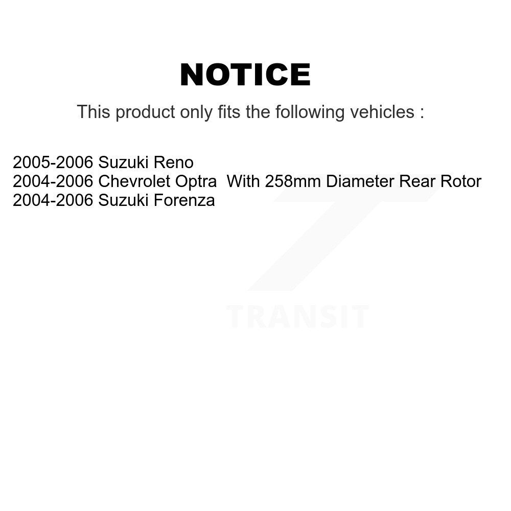 Brake Rotor & Semi-Metallic Pad Rear Kit For Chevrolet Optra Suzuki Forenza Reno