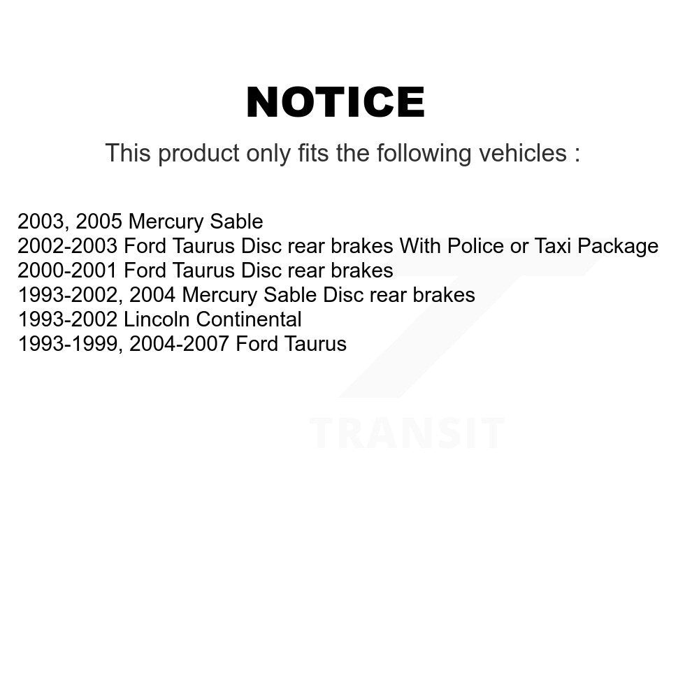 Brake Rotor And Semi-Metallic Pad Rear Kit For Ford Taurus Mercury Sable Lincoln