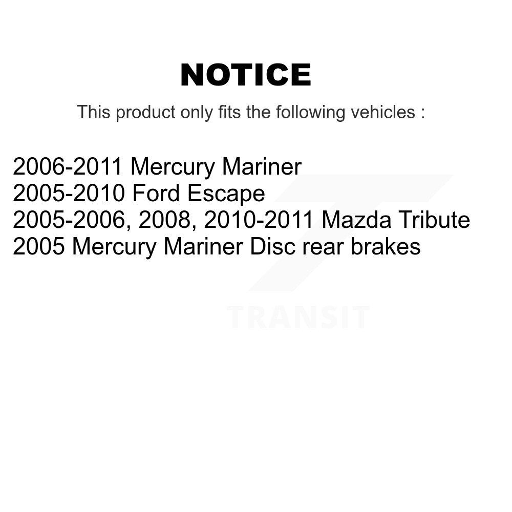 Brake Rotor And Semi-Metallic Pad Rear Kit For Ford Escape Mazda Tribute Mercury