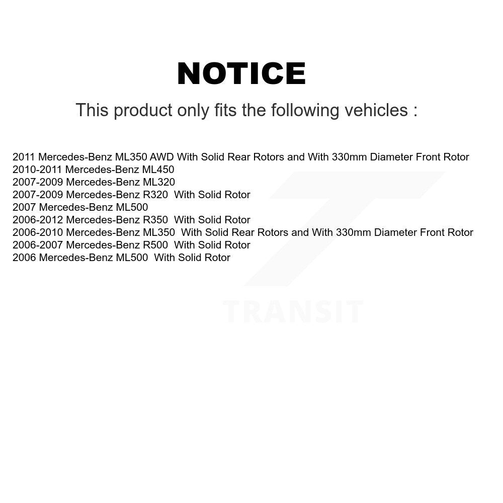Brake Rotors Semi-Metallic Pad Rear Kit For Mercedes-Benz ML350 ML320 R350 ML500