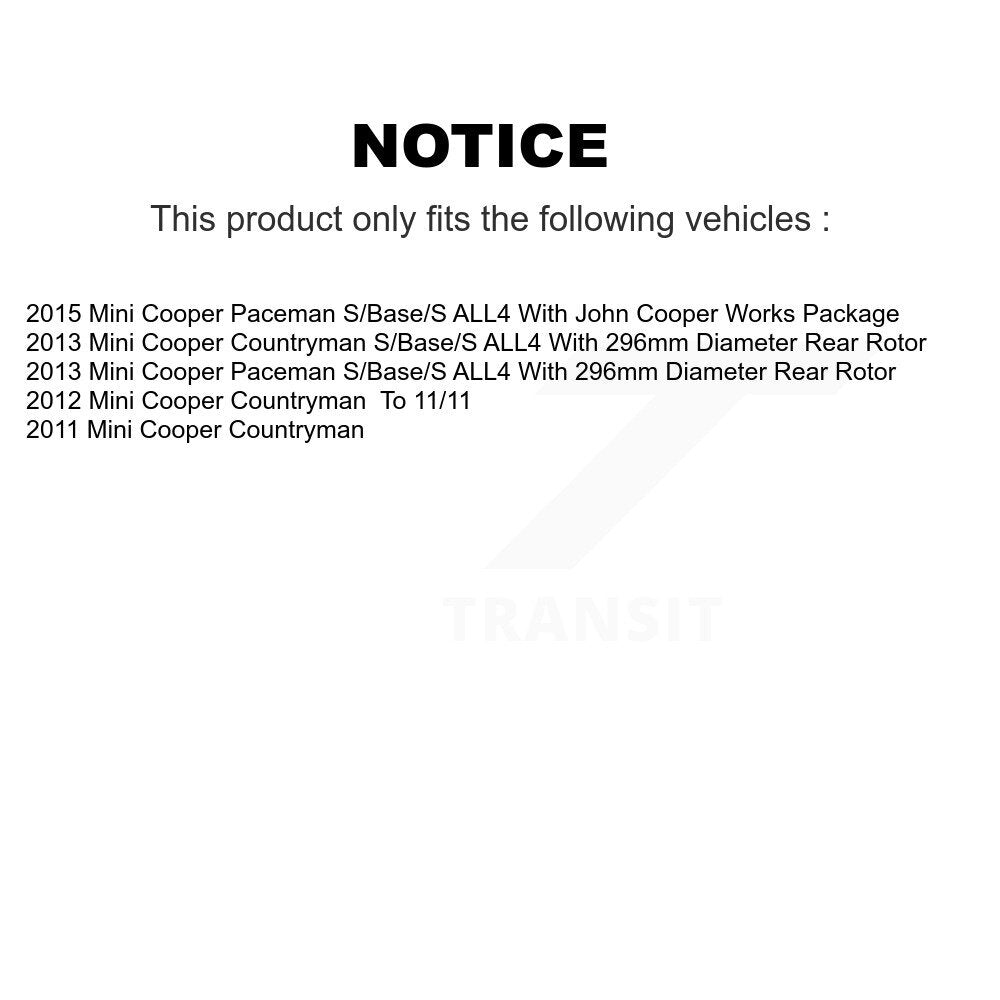 Disc Brake Rotor & Semi-Metallic Pad Rear Kit For Mini Cooper Countryman Paceman