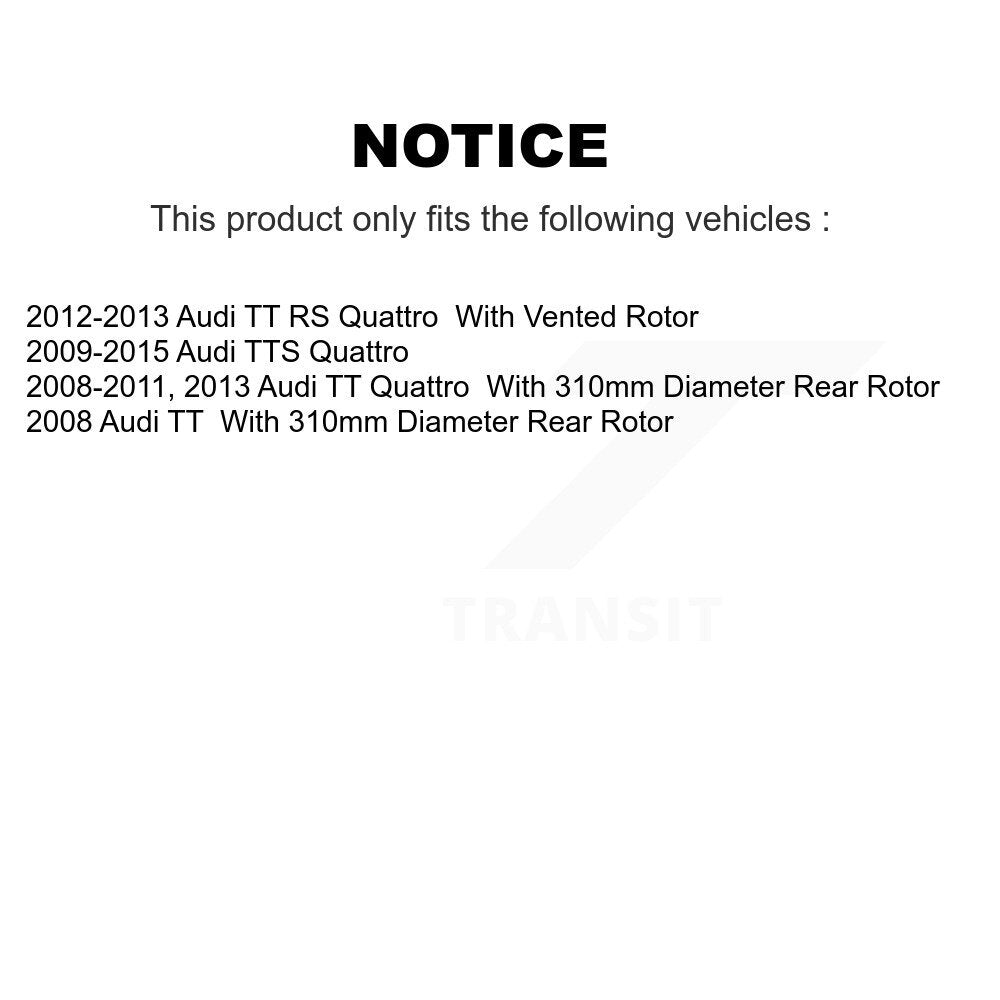 Disc Brake Rotors And Semi-Metallic Pads Rear Kit For Audi TT Quattro TTS RS