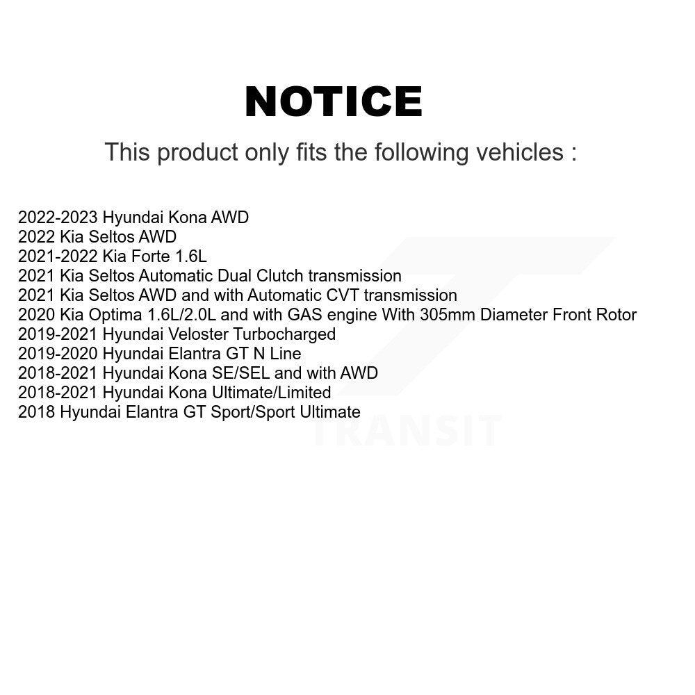 Brake Rotor And Semi-Metallic Pad Front Kit For Kia Hyundai Kona Seltos Forte GT