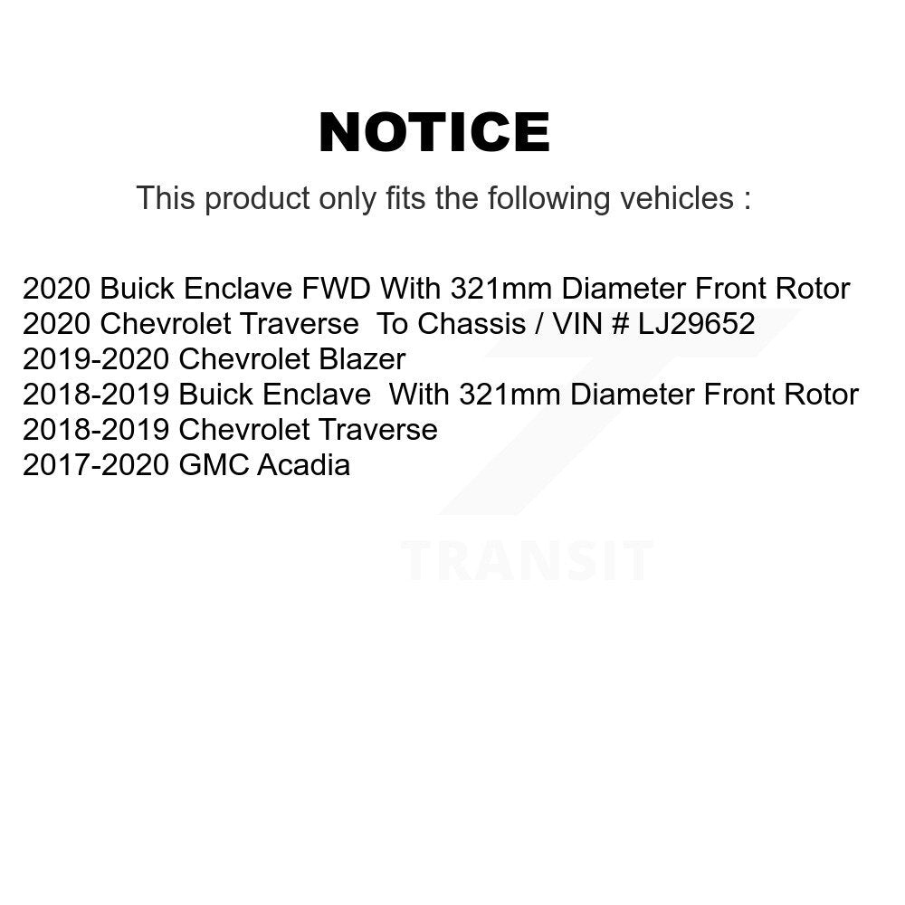 Brake Rotor & Semi-Metallic Pad Front Rear Kit For Chevrolet Traverse GMC Acadia